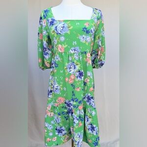 NWT BCBG Paris Green Floral Tie Back Dress Size L 12/14 Spring St. Patrick’s Day